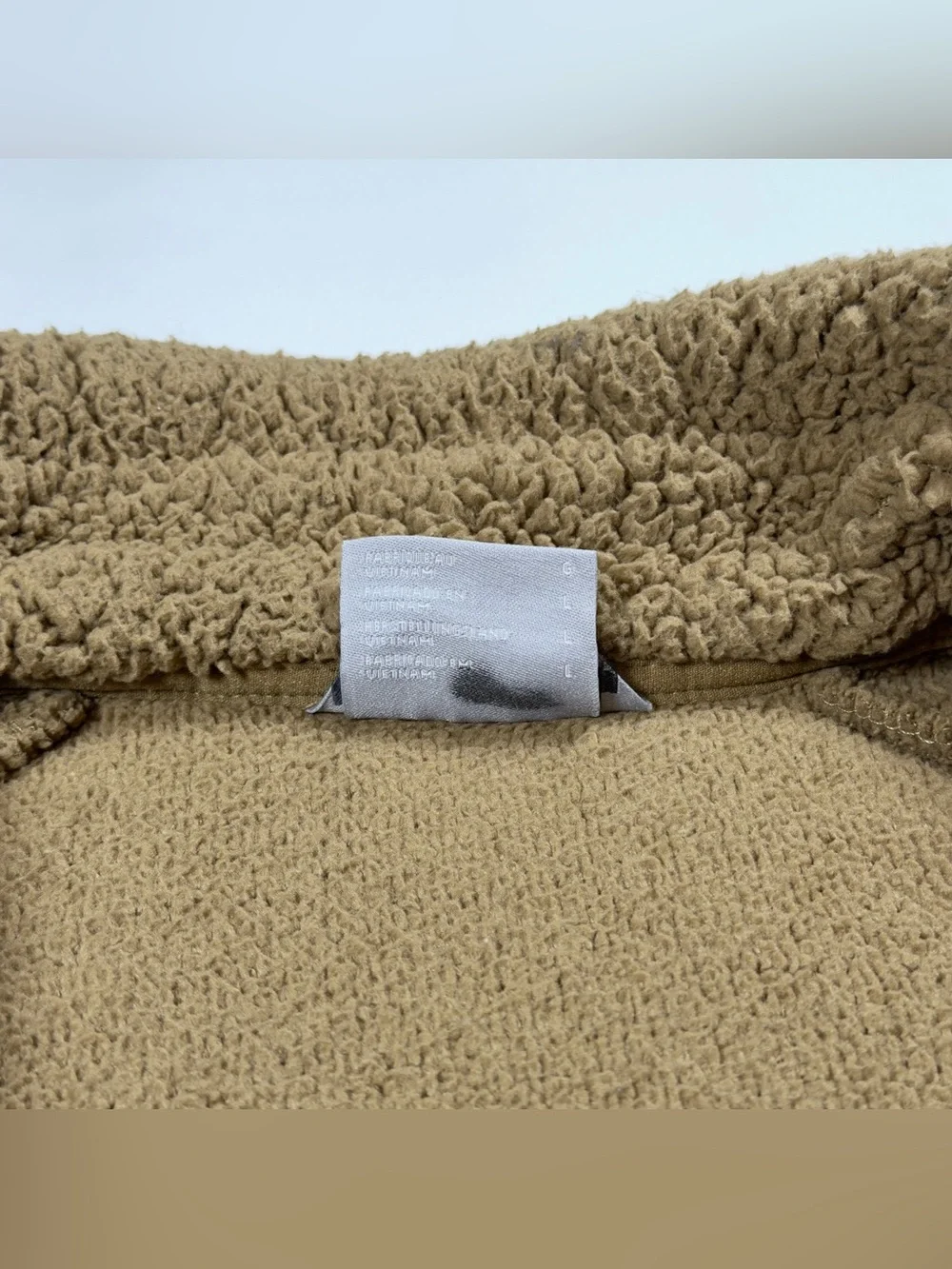 Columbia Sherpa Fleece Jacket Mens Large Tan Full Zip Rugged Ridge Pile Coat
